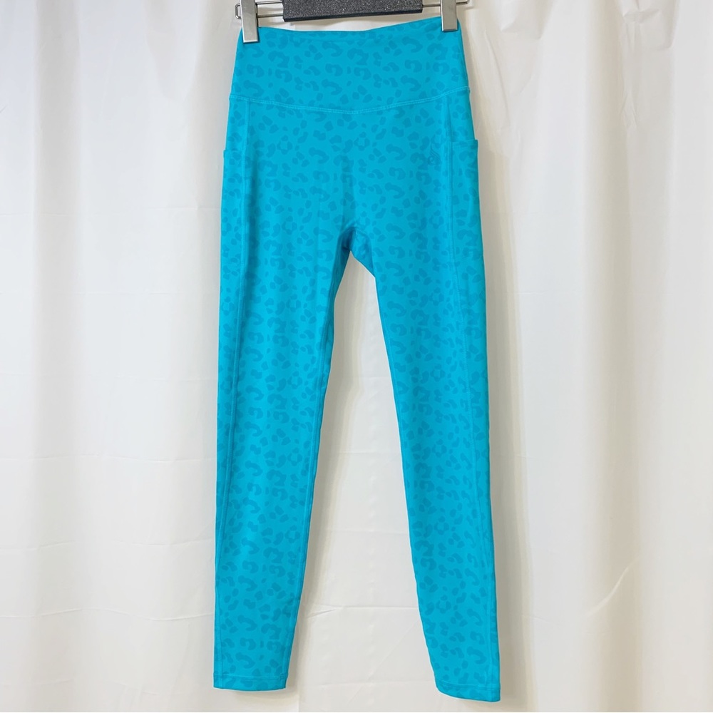Ryderwear Blue Leopard Animal Print Pocket Leggings Small